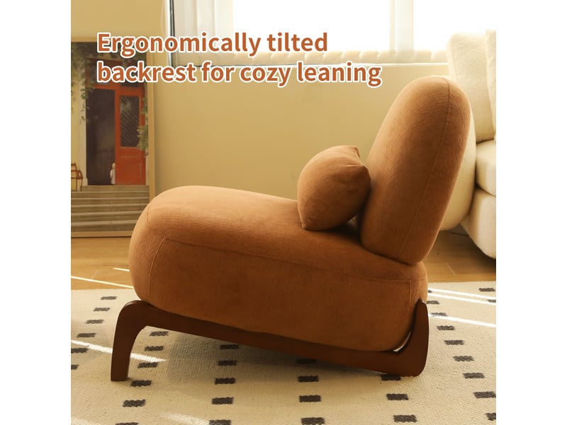  Fauteuil d’appoint en tissu avec coussin moelleux et pieds en bois massif, sans accoudoirs  - Conforama D