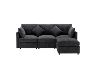 Canapé d'angle réversible fixe MERAX canapé gris 4 places Tissu gris