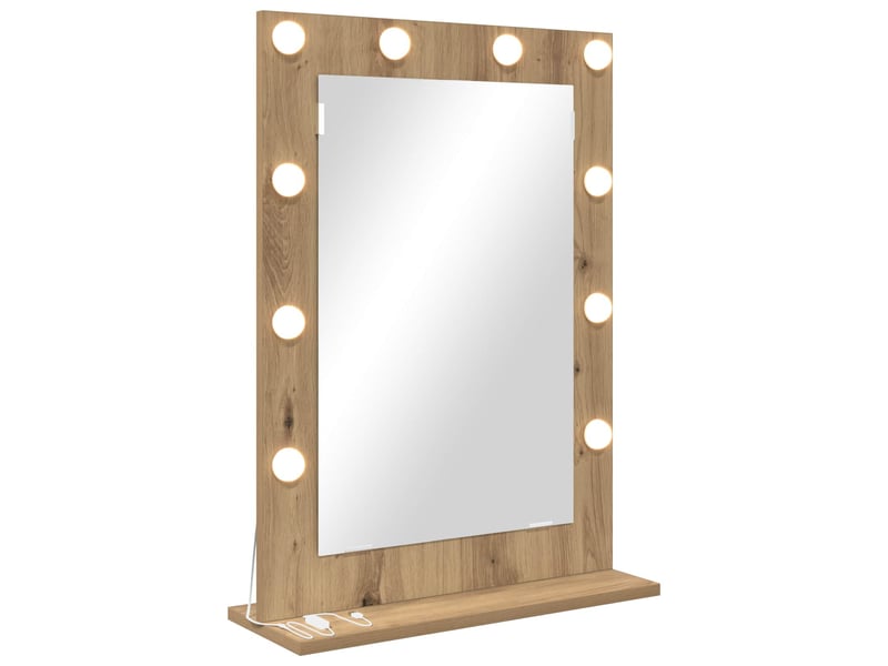  Miroir de vanité, miroir de coiffeuse chêne artisanal 70 x 50 x 18 cm rectangulaire cf62753  - Conforama A