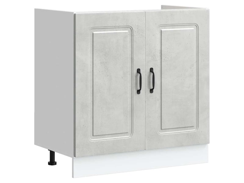  Meuble de cuisine, meuble bas pour évier kalmar gris béton bois ingénierie  - Conforama A