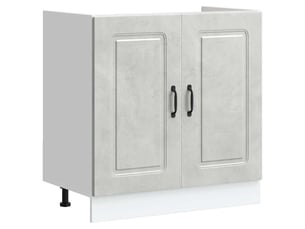 Meuble de cuisine, meuble bas pour évier kalmar gris béton bois ingénierie