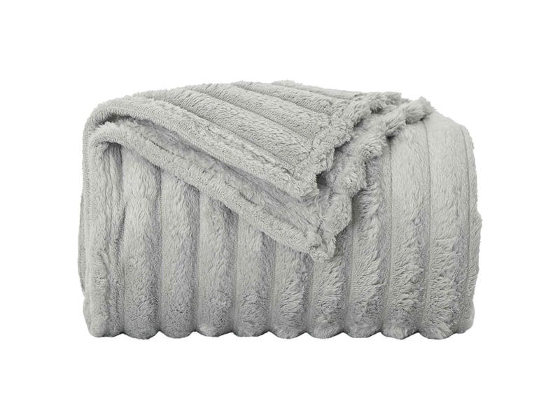  Plaid canapé gris 240x220 cm 1.36 kg polaire  - Conforama D