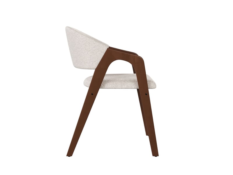  Lot de chaises 6 pièces chaise repas en bois massif revêtement en lin coloris noyer et beige avoine assise confortable et respirante style moderne  - Conforama D