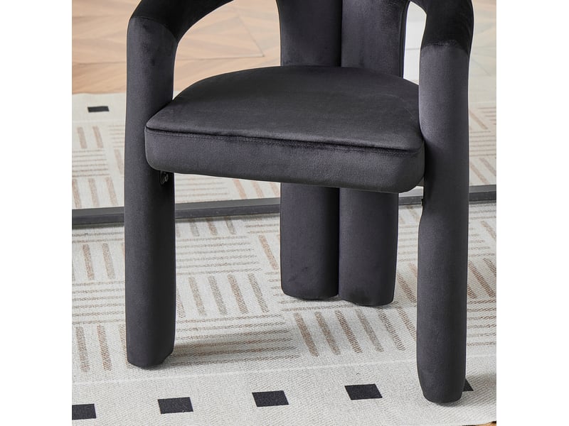  Lot de 2 chaises de salle à manger avec accoudoirs en velours noir  - Conforama R