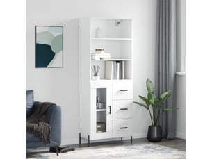 Buffet haut - bahut - meuble de rangement blanc 69,5x34x180 cm bois d'ingénierie
