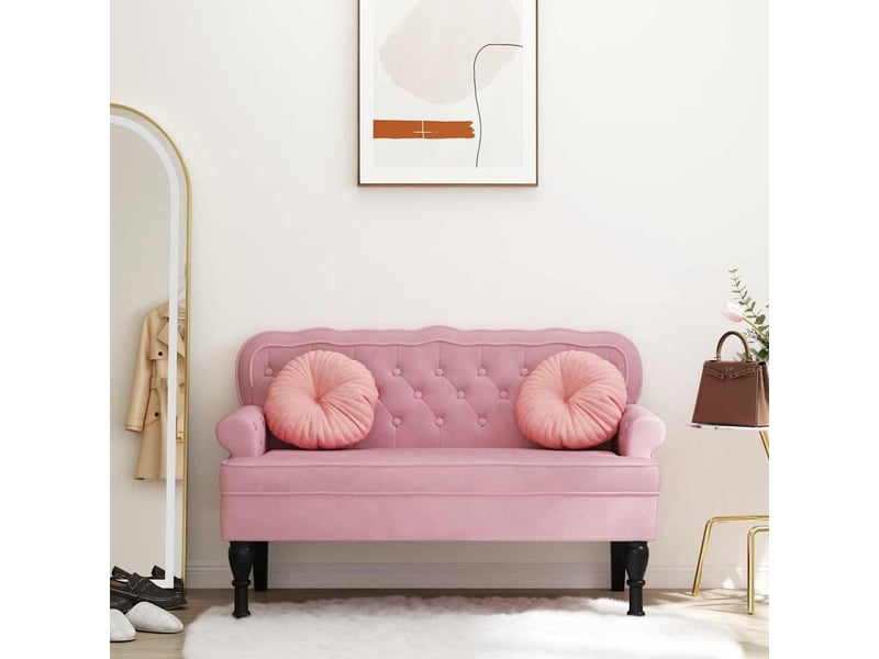  Canapé 2 places avec dossier rose 119,5x64,5x75 cm velours  - Conforama B