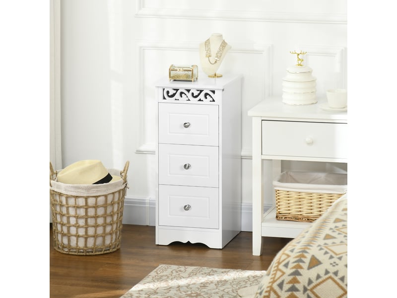  Meuble bas multifonction avec tiroirs, en mdf de classe e1, 29,8 x 29,8 x 68,5 cm, blanc  - Conforama D