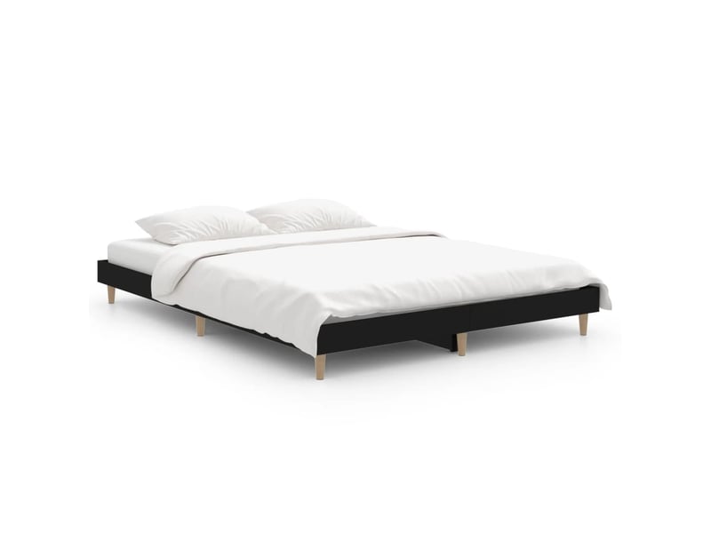  Lit double- lit adulte -  cadre de lit sans matelas noir 140x190 cm bois d'ingénierie  - Conforama A