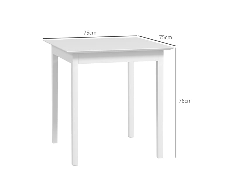 Table carrée 75 x 75 x 76 cm en bois blanc pour 2 personnes, cuisine et salle à manger  - Conforama C