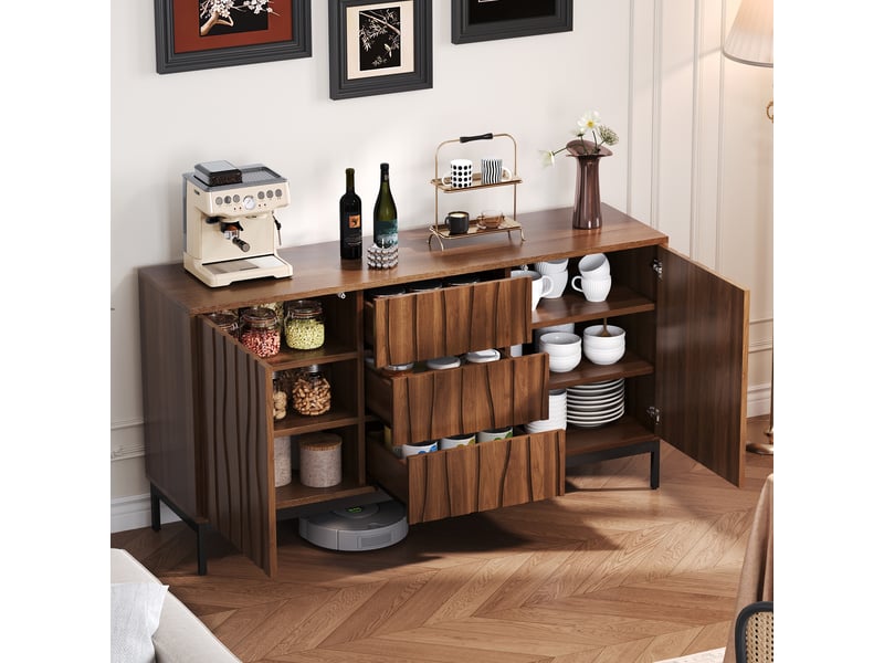  Buffet bas 150x40x80 cm avec 3 tiroirs et 2 portes  - Conforama C