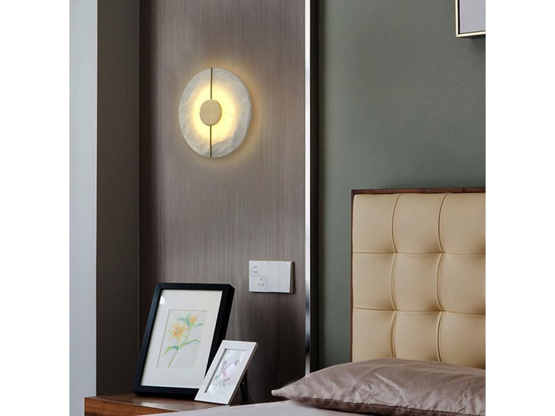  Applique murale ronde led design dorée, effet marbre – fixation murale, pour salon, chambre et couloir  - Conforama D