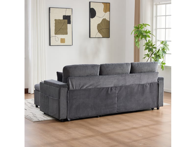  Canapé convertible modenvie 3 places avec méridienne hydraulique, lit gigogne, rangement et usb-c gris carbone 212,5 x 136 x 86 cm  - Conforama E