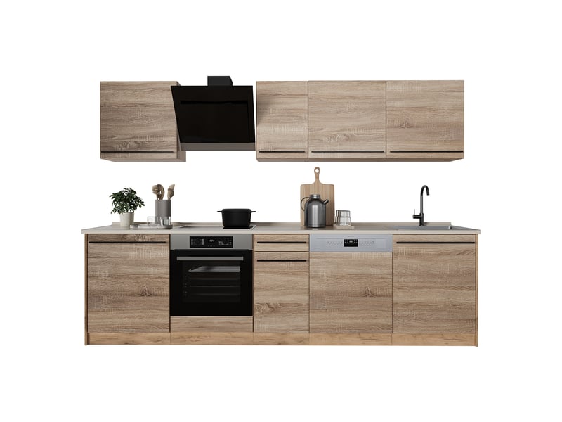  Vicco cuisine, sonomachêne doré, 280cm plan de travail anthracite  - Conforama E