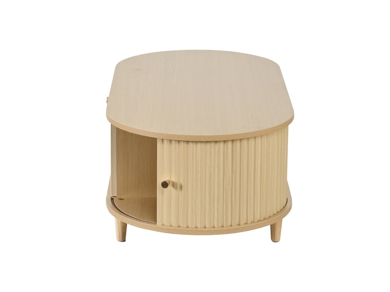 Table basse fixe avec tiroir, couleur bois, 100 x 50 x 36 cm, 1 tiroir, porte coulissante et 4 pieds - Conforama D