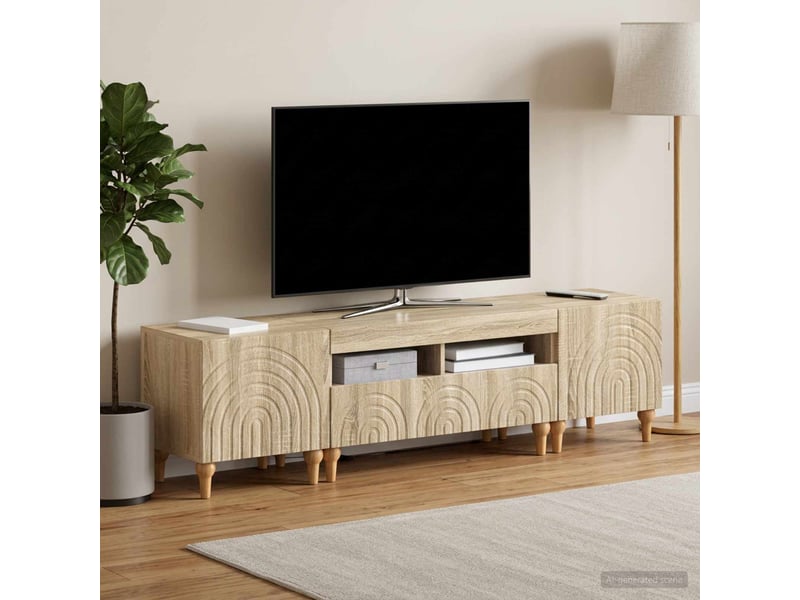  Ensemble de 3 meubles tv led chêne sonoma bois d'ingénierie shl25753  - Conforama C