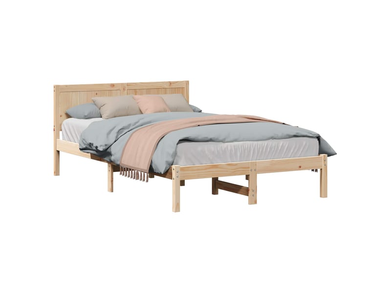  Lit double- lit adulte -  cadre de lit marron 135 x 190 cm bois de pin massif  - Conforama A
