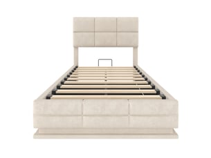 Lit coffre 90x200 cm BEAOK   coloris beige