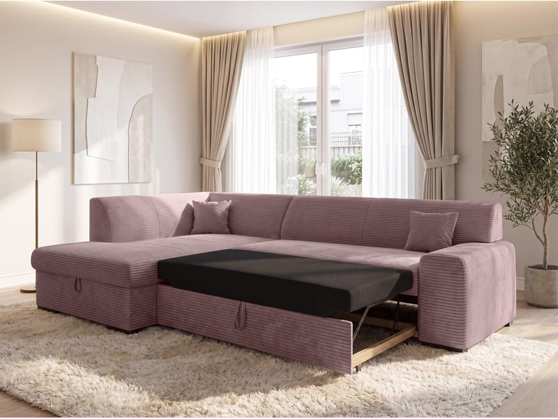 Canapé d'angle convertible lucera 260 cm – rose pâle Lucera - Conforama B