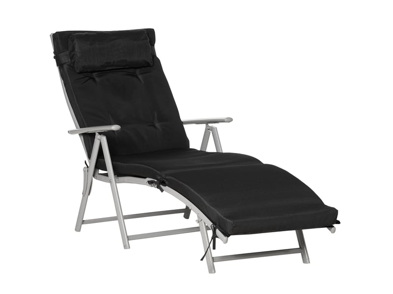  Chaise longue pliante 137 x 63,5 x 100,5 cm – noir – 7 positions réglables avec coussin pour extérieur  - Conforama A
