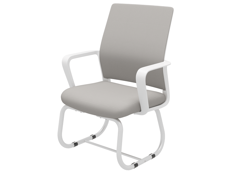  Chaise visiteur de bureau 45 x 55 x 90 cm gris et blanc, dossier en maille, piètement métallique fixe  - Conforama D
