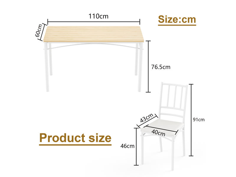  Ensemble table et 4 chaises de salle à manger industriel décor bois clair et blanc, compact pour 4 personnes  - Conforama C