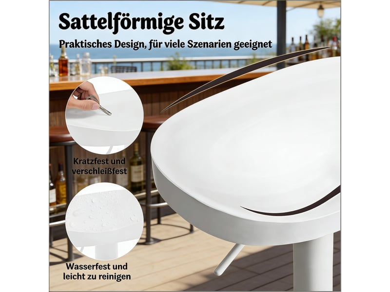  Tabouret de bar pivotant réglable en bois massif et métal blanc T5828P513024 - Conforama E