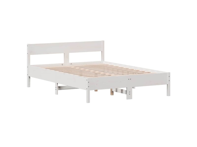  Lit double- lit adulte -  cadre de lit sans matelas blanc 150x200 cm bois de pin massif  - Conforama A
