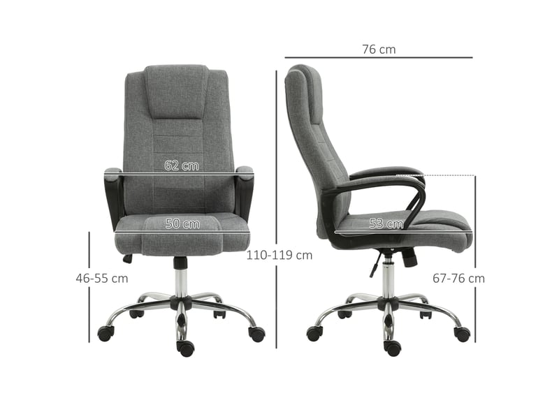  Fauteuil de bureau ergonomique de style présidentiel, réglable en hauteur et en inclinaison, 62 x 76 x 110-119 cm  - Conforama E