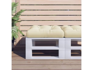 Coussin de palette, coussin de chaise, coussin de canapé crème 58x58x10 cm tissu cf55334
