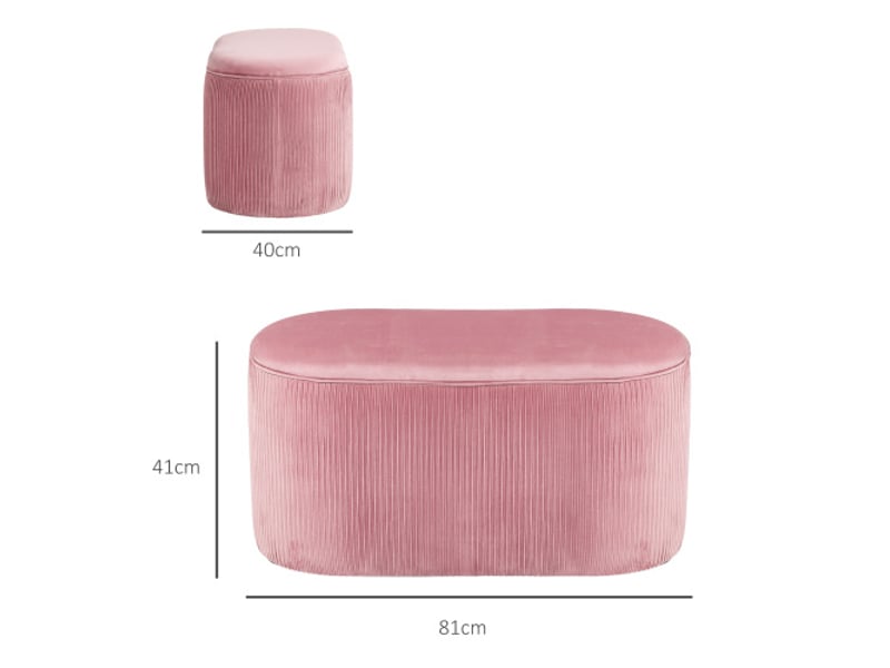  Banc coffre rose rembourré style français, élégant revêtement velours, 81x40x41 cm, entrée et salon  - Conforama C