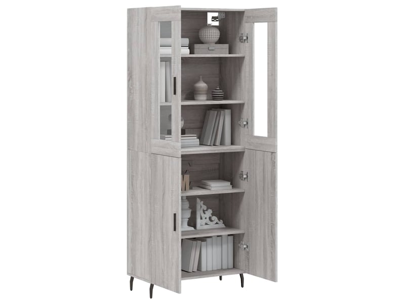  Buffet haut - bahut - meuble de rangement sonoma gris 69,5x34x180 cm bois d'ingénierie  - Conforama C