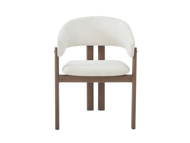  4 chaises de salle à manger en métal effet bois – confortables et respirantes, tissu lin, couleur noyer, design moderne  - Conforama A