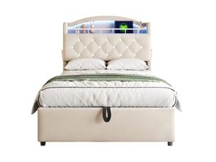 Lit coffre 90x200 cm TCQPZ   coloris beige