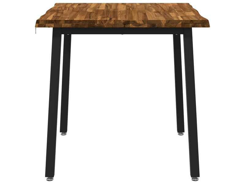 Table à manger 80x80x75 cm bois d'acacia massif naturel et noir carré shl33410 - Conforama C
