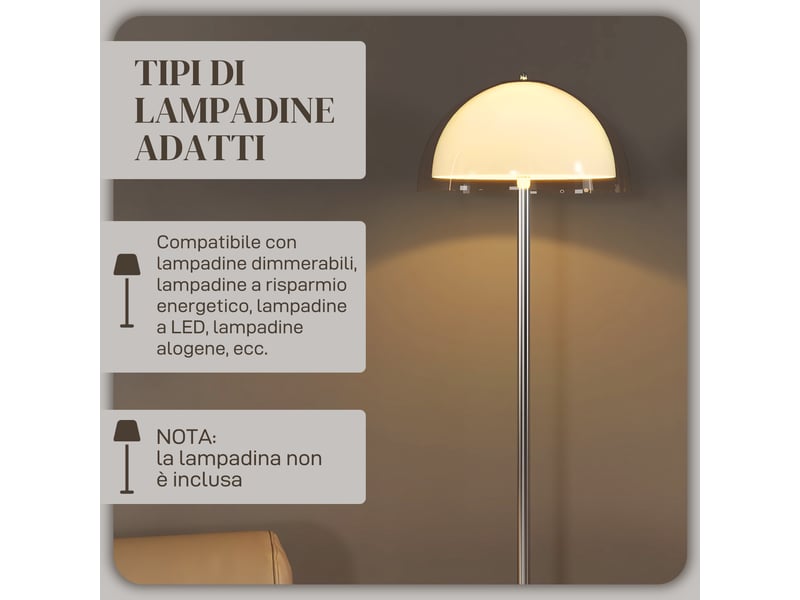  Lampadaire moderne blanc avec abat-jour acrylique double couche, douille e27, diamètre 35 cm, hauteur 150 cm pour salon  - Conforama D