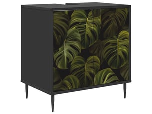 Armoire de salle de bain, meuble de rangement elburg chêne noir 60x40x61 cm