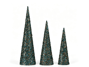 Cônes de noël krist+ bleu or pailletés lot de 3