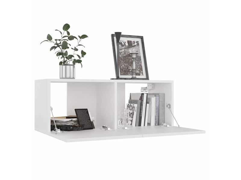  Lot de 4 meuble tv bas salon blanc 80x30x30 cm bois d'ingénierie shl48974  - Conforama D