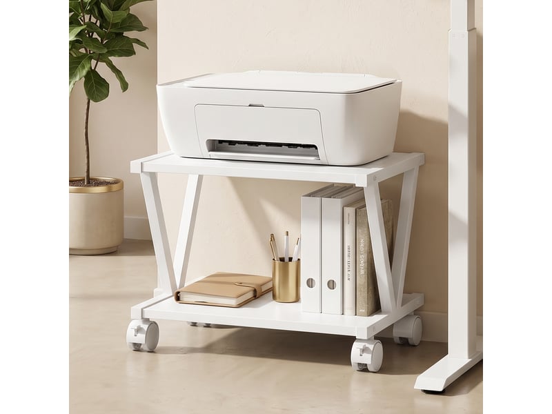  Support pour imprimante à 2 étagères pour bureau et maison, blanc  - Conforama D