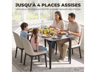 Table à manger rectangulaire pour 4 personnes, 130 x 70 x 75 cm, marron, table de cuisine avec plateau en pierre frittée