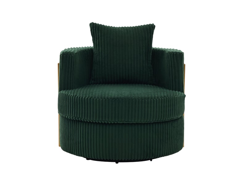  Fauteuil pivotant 76x79x78 cm revêtement en corde, avec rangement sous l'assise, vert foncé  - Conforama A