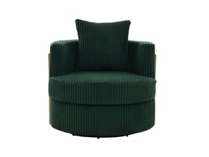 Fauteuil fixe pivotant  HAVRYA  Velours côtelé vert vendu A l'unité