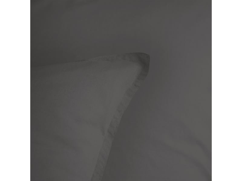 Parure de lit unie en coton taies carrées à volant, coton lavé 140x200+65x65cm  - Conforama E