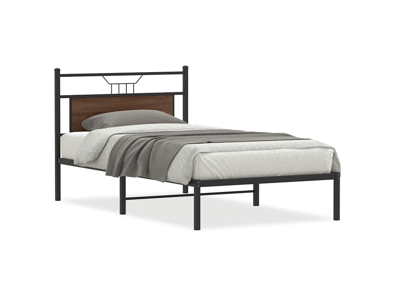 Lit simple- lit adulte -  cadre de lit sans matelas chêne marron 100x200 cm  - Conforama A