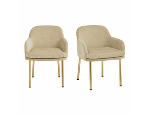 Lot de 2 chaises de salle à manger 61x59x78,5 cm avec accoudoirs marron et doré