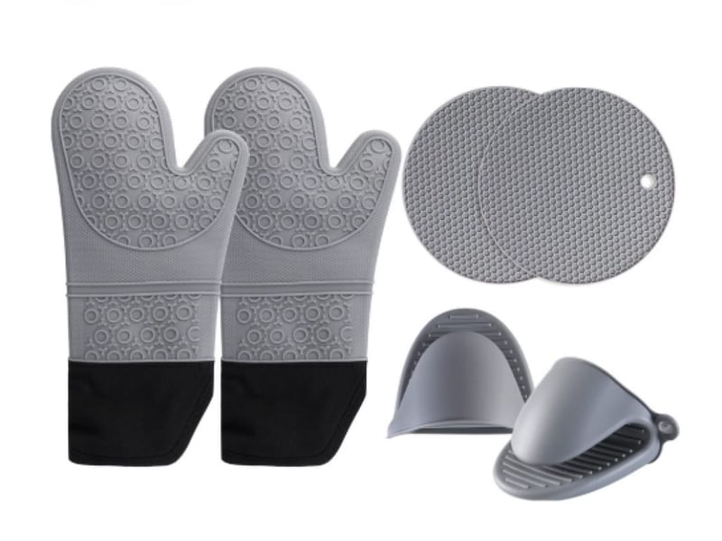 Lot de 6 maniques grises résistantes à la chaleur – silicone antidérapant - idéales pour cuisine et micro-ondes - Conforama A