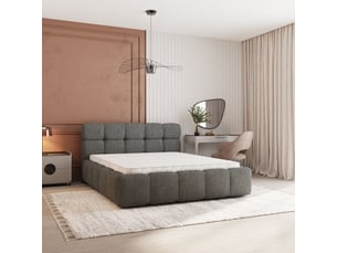 Lit coffre 200x200 cm <strong>MASSENO</strong> <strong></strong> coloris gris