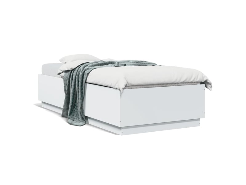  Lit simple- lit adulte -  cadre de lit avec led sans matelas blanc 100x200 cm  - Conforama D