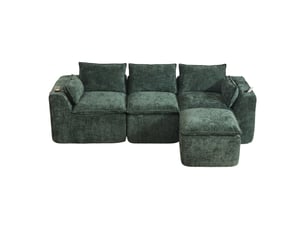 Canapé d'angle compressé réversible fixe <strong>MAISENTIEL</strong> <strong></strong> 3 places Tissu vert foncé
