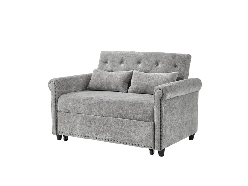  Canapé convertible 2 places 120x80x82 cm gris en chenille, dossier réglable, couchage d'appoint 170x98 cm  - Conforama A